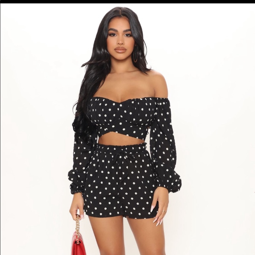 Polka dot short set